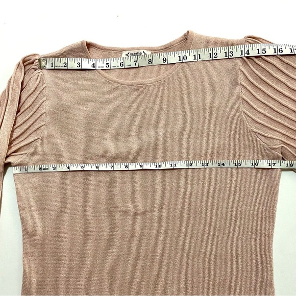 Nanette Lapore Pink Blush Sweater Medium Shimmery Long Rib Sleeves Light - Picture 13 of 15